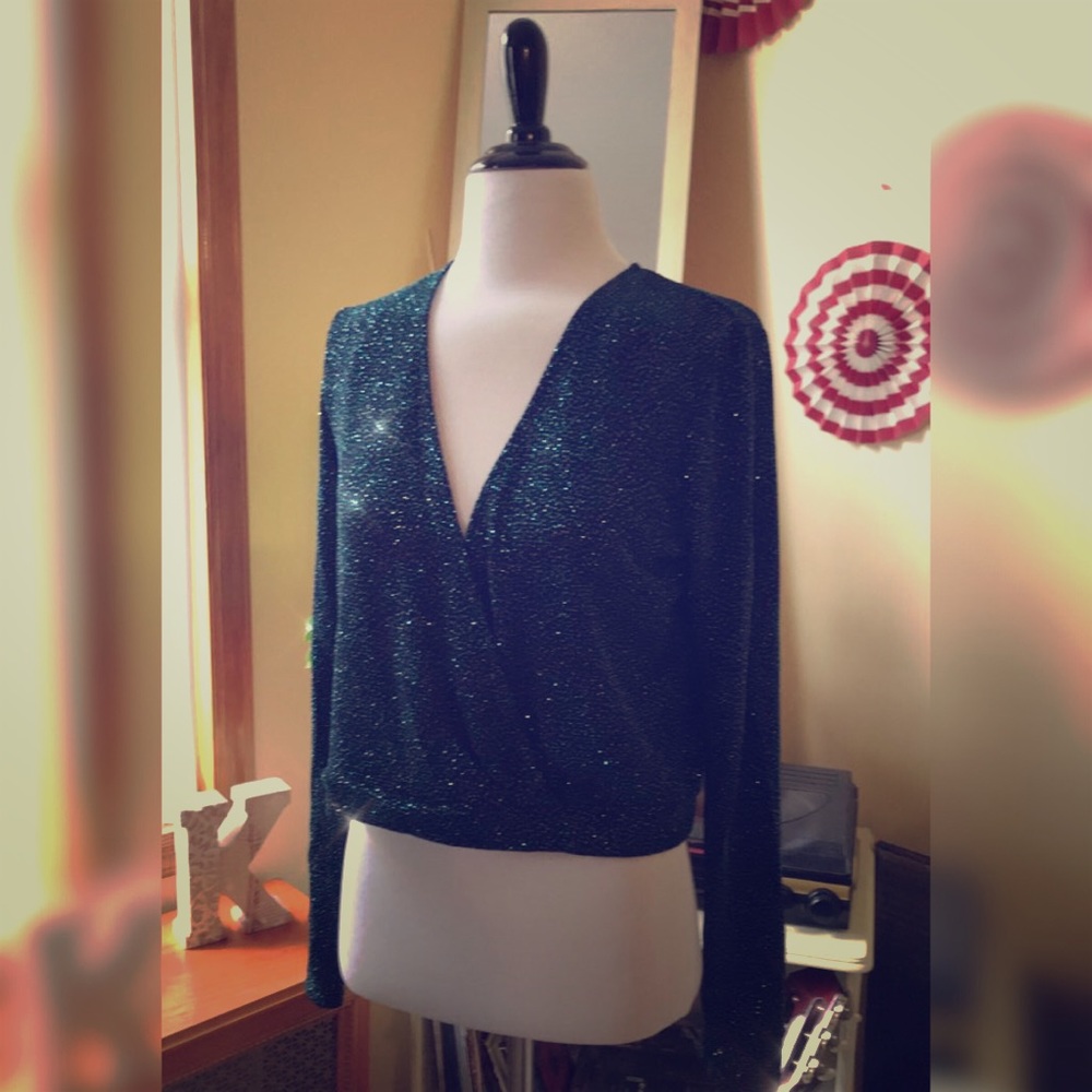 H&M Emerald Green Sparkle / Glitter Top